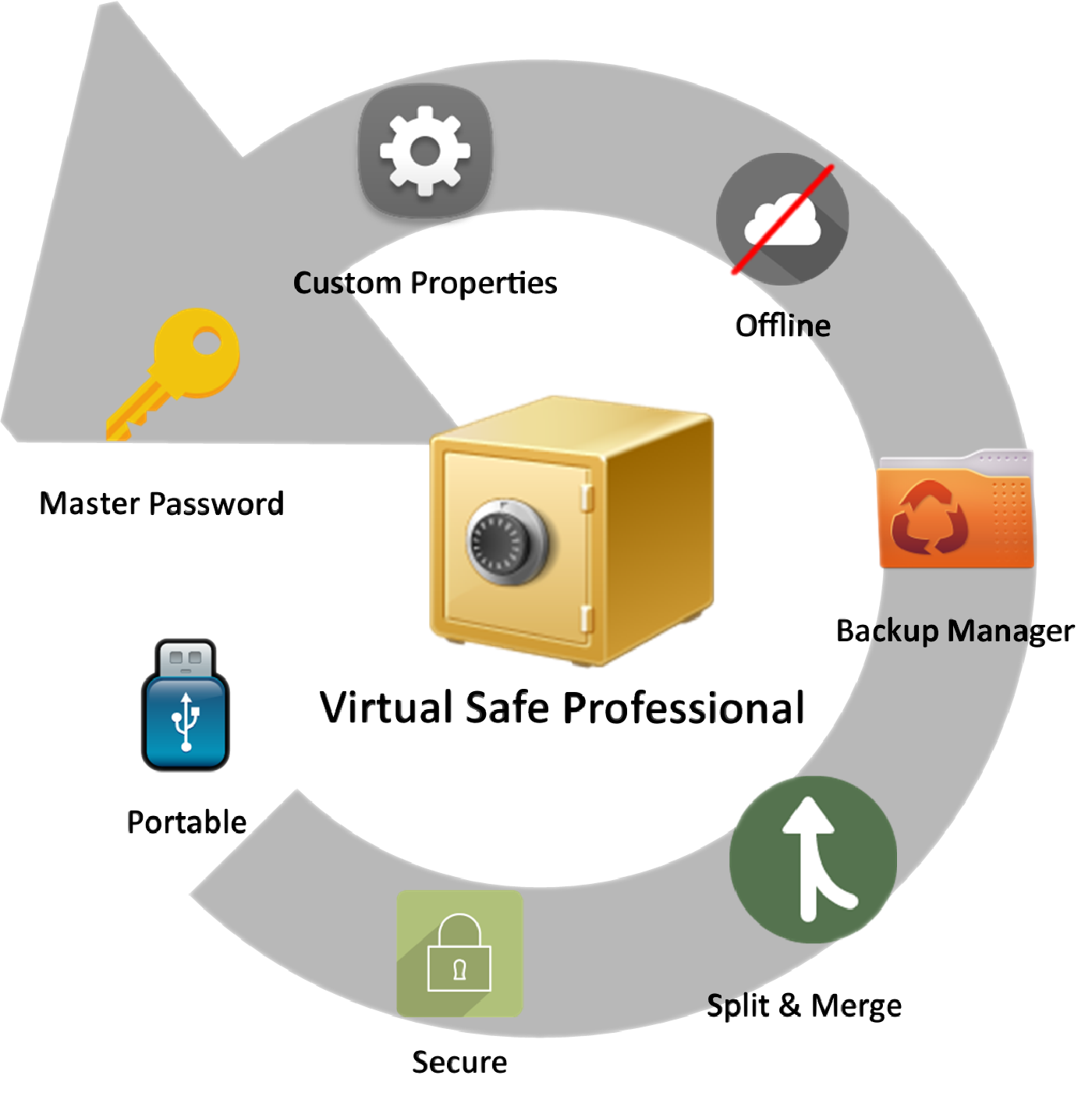 Management of virtual data safes with Virtual Safe Professional